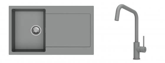 K-StrongSinks S3 Set zlew Zala 860x500mm granit szary + Baterie Arda szara