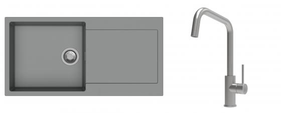 K-StrongSinks S3 Set zlew Zala 1000x500mm granit szary + Baterie Arda nierdz.