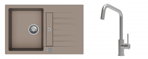 K-StrongSinks S3 Set zlew Vardar 780x500mm granit brąz + Baterie Arda nierdz.