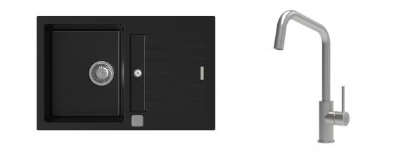 K-StrongSinks S3 Set zlew Vardar 780x500mm granit czarny + Baterie Arda nierdz.