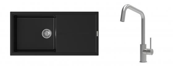K-StrongSinks S3 Set zlew Labe 1000x500mm granit czarny + Baterie Arda nierdz.