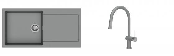 K-StrongSinks S3 Set zlew Zala 1000x500mm granit szary + Baterie Neris szara