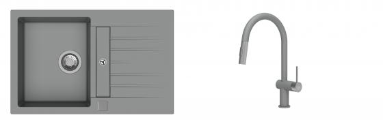K-StrongSinks S3 Set zlew Vardar 780x500mm granit szary + Baterie Neris szara