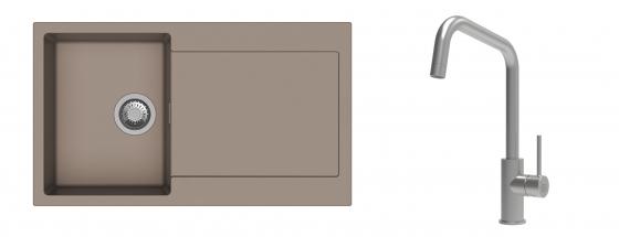 K-StrongSinks S3 Set zlew Zala 860x500mm granit brąz + Baterie Arda nierdz.