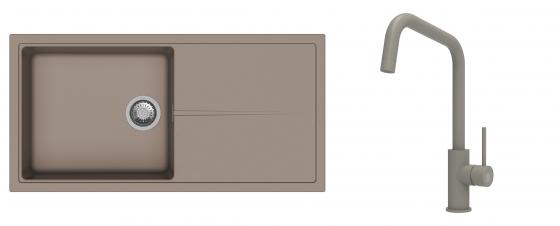 K-StrongSinks S3 Set zlew Labe 1000x500mm granit brąz + Baterie Arda brąz