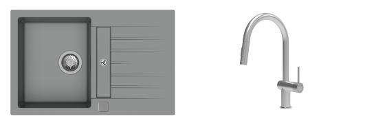 K-StrongSinks S3 Set zlew Vardar 780x500mm granit szary + Baterie Neris nierdz.