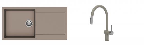 K-StrongSinks S3 Set zlew Zala 1000x500mm granit brąz + Baterie Neris brąz