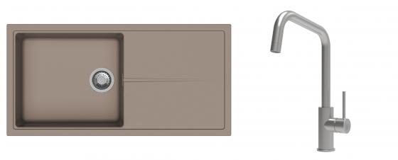 K-StrongSinks S3 Set zlew Labe 1000x500mm granit brąz + Baterie Arda nierdz.