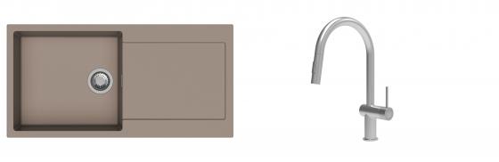 K-StrongSinks S3 Set zlew Zala 1000x500mm granit brąz + Baterie Neris nierdz.
