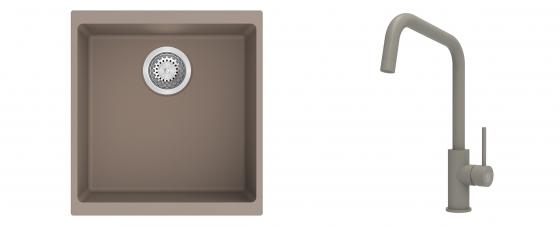 K-StrongSinks S3 Set zlew Hron 430x460mm granit brąz + Baterie Arda brąz
