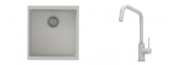 K-StrongSinks S3 Set zlew Hron 430x460mm granit biały + Baterie Arda biała