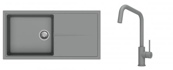 K-StrongSinks S3 Set zlew Labe 1000x500mm granit szary + Baterie Arda szara