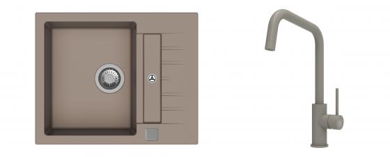 K-StrongSinks S3 Set zlew Vardar 615x500mm granit brąz + Baterie Arda brąz