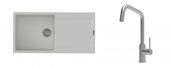 K-StrongSinks S3 Set zlew Zala 1000x500mm granit biały + Baterie Arda nierdz.
