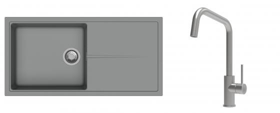 K-StrongSinks S3 Set zlew Labe 1000x500mm granit szary + Baterie Arda nierdz.