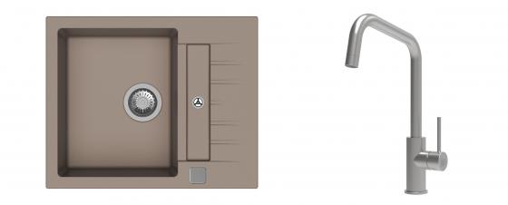 K-StrongSinks S3 Set zlew Vardar 615x500mm granit brąz + Baterie Arda nierdz.