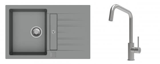 K-StrongSinks S3 Set zlew Vardar 780x500mm granit szary + Baterie Arda nierdz.