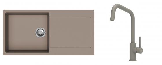 K-StrongSinks S3 Set zlew Zala 1000x500mm granit brąz + Baterie Arda brąz