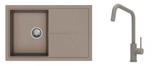 K-StrongSinks S3 Set zlew Labe 780x500mm granit brąz + Baterie Arda brąz