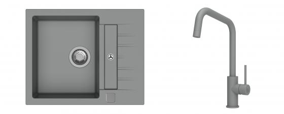 K-StrongSinks S3 Set zlew Vardar 615x500mm granit szary + Baterie Arda szara