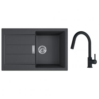 FRANKE Zestaw T131Č S2D 611-78 czarny +  FC6051 czarny mat