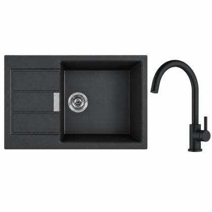 FRANKE Zestaw T132Č S2D 611-78 XL czarny + FC 6051 czarny mat