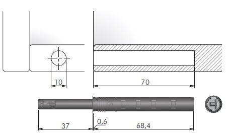IF K-Push extra mocny z magnesem  wpuszczany, szary