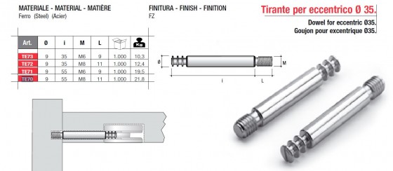 Trzpień TE70 do mimośrodu EC35 M8x55mm ocynk