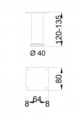 MILADESIGN nóżka meblowa G5 ST405/12 srebrna MILADESIGN nóżka meblowa G5 ST405/12 srebrna