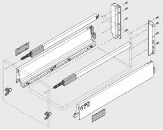 BLUM sada Antaro D 450 mm/30 kg, Blumotion/TOB, biały SW