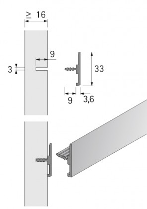 HETTICH 9012148 ORG@WALL profil uniwersalny 2900 mm HETTICH 9012148 ORG@WALL profil uniwersalny 2900 mm