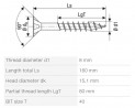 SPAX wkręt  8x160/80 główka półkulista  TXS,W,4C MH, częściowy gwint