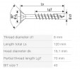 SPAX wkręt  8x120/70 główka półkulista  TXS,W,4C MH, częściowy gwint