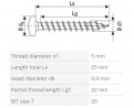 SPAX wkręt 5x25 łeb półokrągły TXS,W,4C,