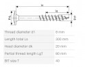 SPAX wkręt 8x300/80 łeb talerzowy TXS, W, 4C