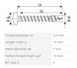 SPAX wkręt 3,5x15 łeb półokrągły PZ, W, 4C