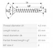 SPAX wkręt 4,5x25 łeb stożkowy PZ, W, 4C MH