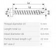 SPAX wkręt 5x25 łeb półokrągły PZ, W, 4C