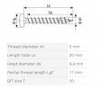 Wkręt SPAX 5x20 z łbem półokrągłym TXS,W,4C,