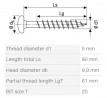 SPAX wkręt  5x60 główka półkulista  TSX,W,4C,