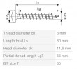 SPAX wkręt  6x60 główka półkulista  TSX,W,4C,
