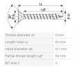 SPAX wkręt  5x65 główka półkulista  PZ,W,4C MH