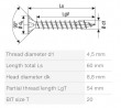SPAX wkręt 4,5x60 łeb stożkowy TXS,W,4C MH, stal nierdz. A2