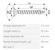 SPAX vrut 4,5x45 zápustná hlava TXS,W,4C MH, nerez A2