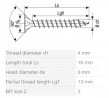 SPAX wkręt 4x16 główka stożkowa PZ, W, 4C MH