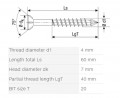 SPAX wkręt M 4x60/40 główka stożkowa TXS,W,C