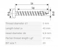 SPAX vrut 5x40 půlkulatá hlava TXS,W,4C,