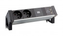 K-BACHMANN 937.134 Desk 2, alu black, 2x230V, 2x USB do ładowania PLUS KABEL