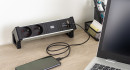 K-BACHMANN 937.134 Desk 2, alu black, 2x230V, 2x USB do ładowania PLUS KABEL