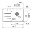 FRANKE Zlewozmywak CNG 611-78 TL/7 780 x 500 czarny mat odpływ lewy
